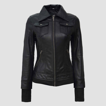 Celeste Black Bomber Jacket