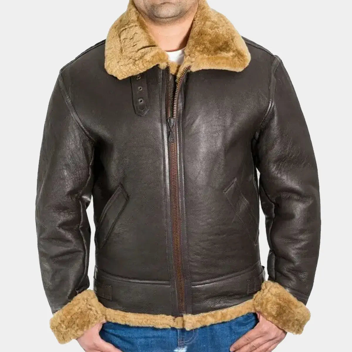 Tom Hardy Flight Bomber Ginger Shearling Fur Coat – Coweep