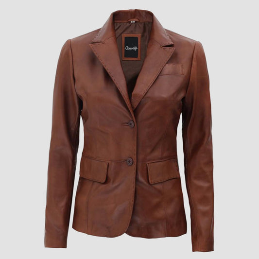 Womens Brown Casual Blazer Jacket