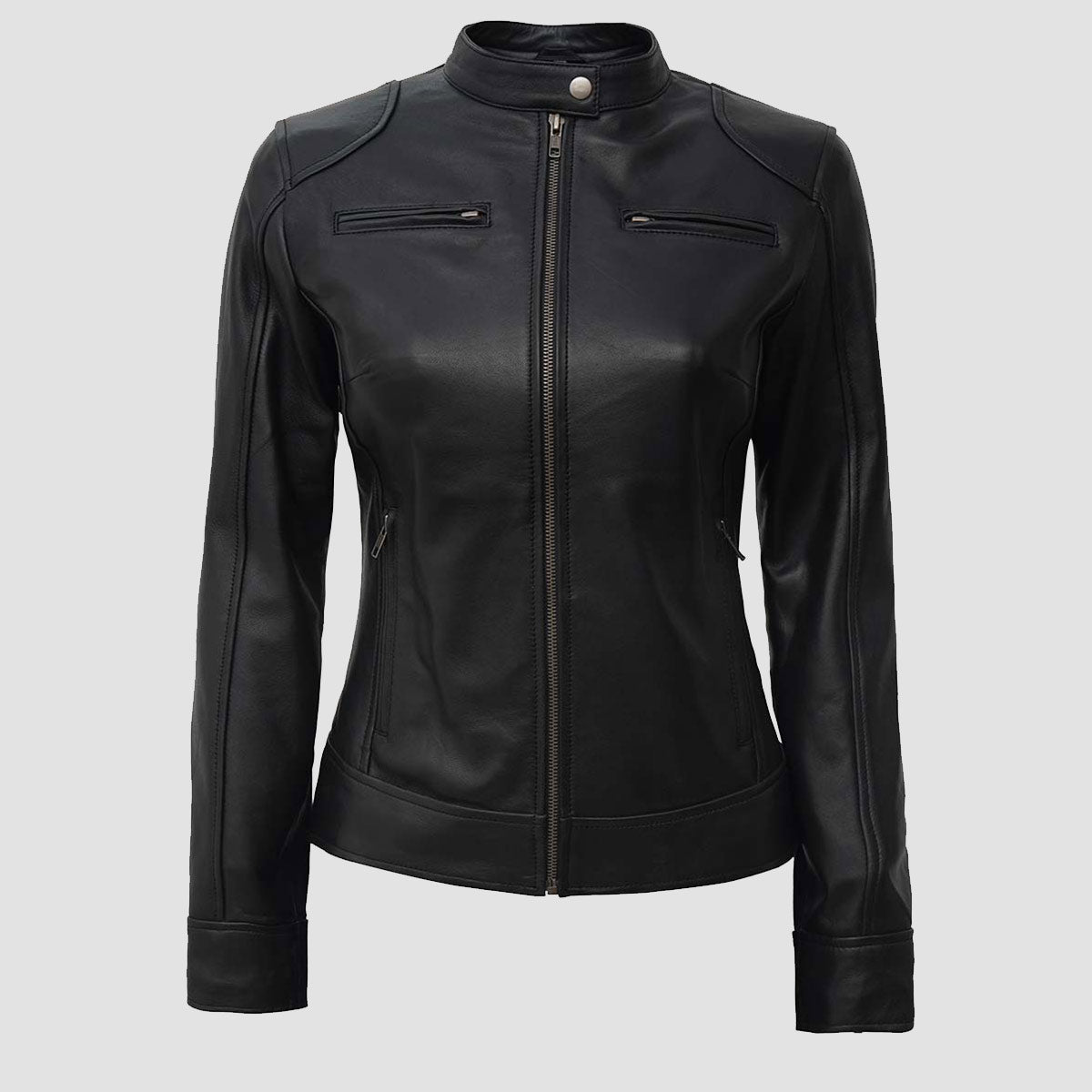 Women Black Dodge Leather Jacket 