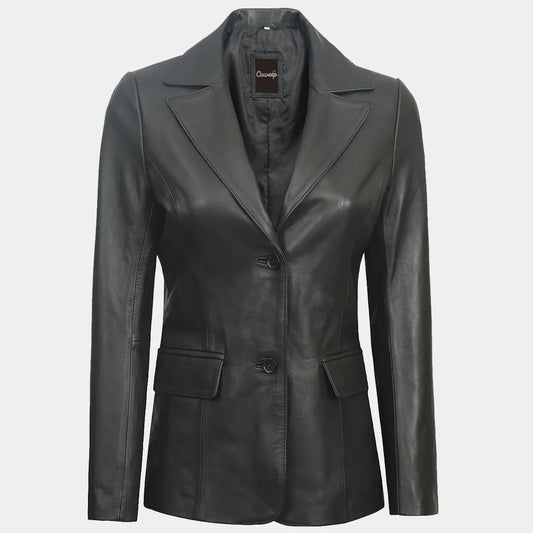 Black Leather Blazer Jacket