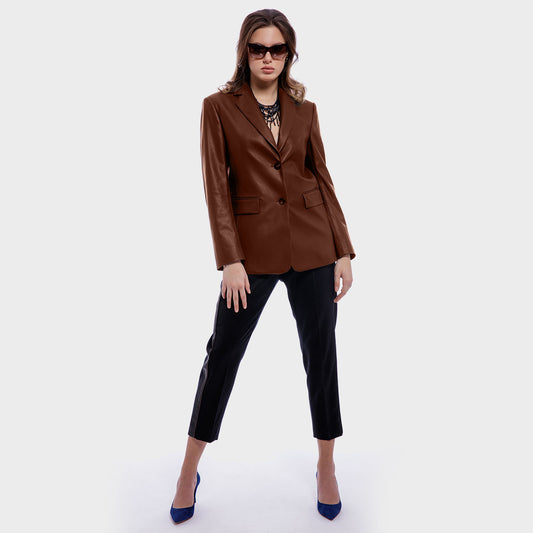 Womens Brown Casual Blazer Jacket