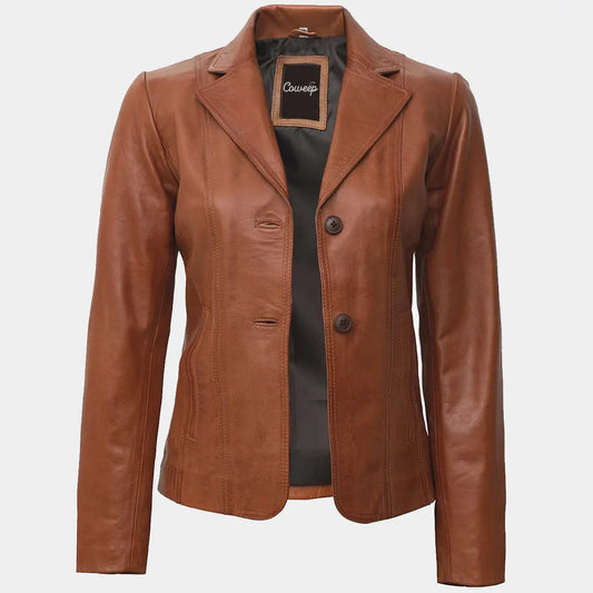 Surrey Brown Leather Coat Womens