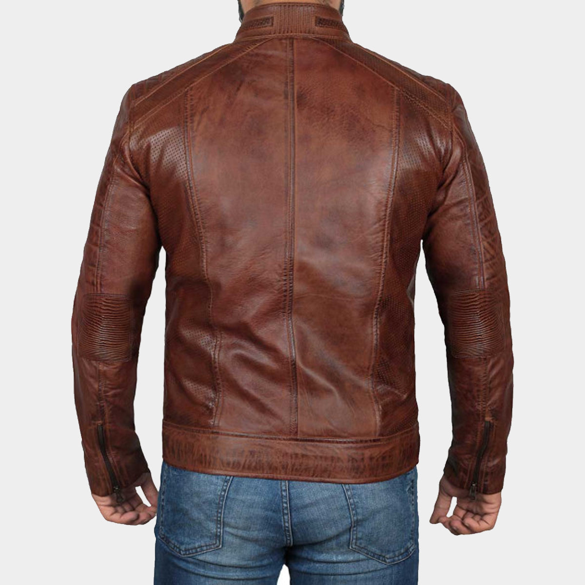 cafe racer leather Dark brown jacket.