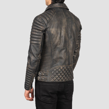 Dark Brown Leather Motorcycle Jacket men.