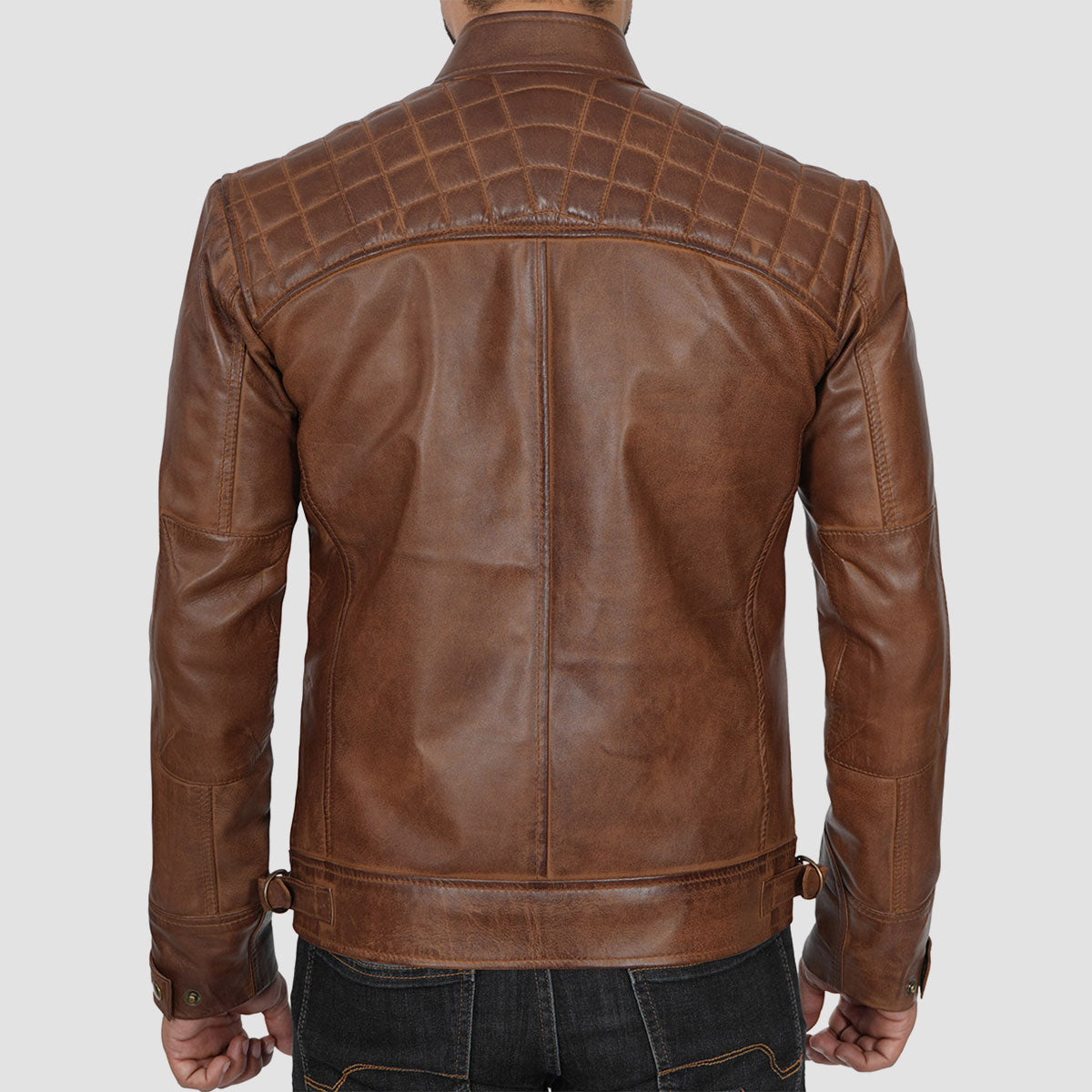 Mens Genuine Leather Biker Jacket 