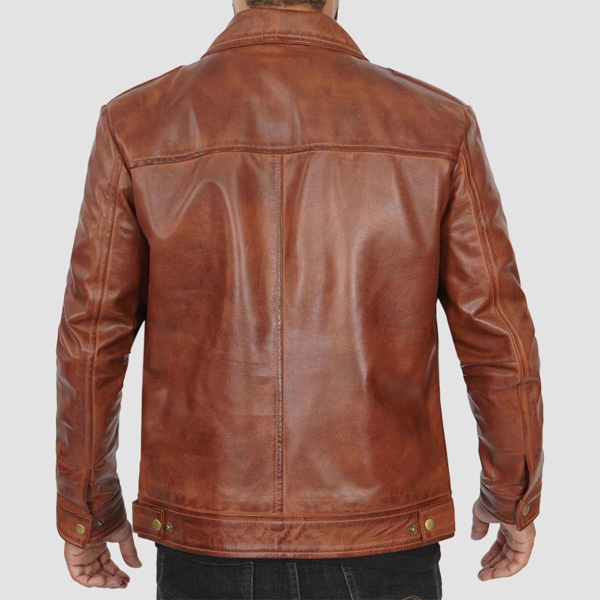 Mens brown leather jacket 